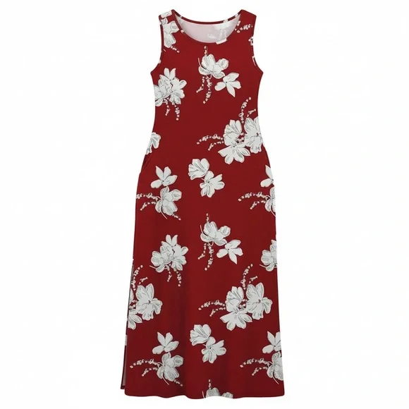 Chic Floral Midi Dress in Red - Picture 2 of 3